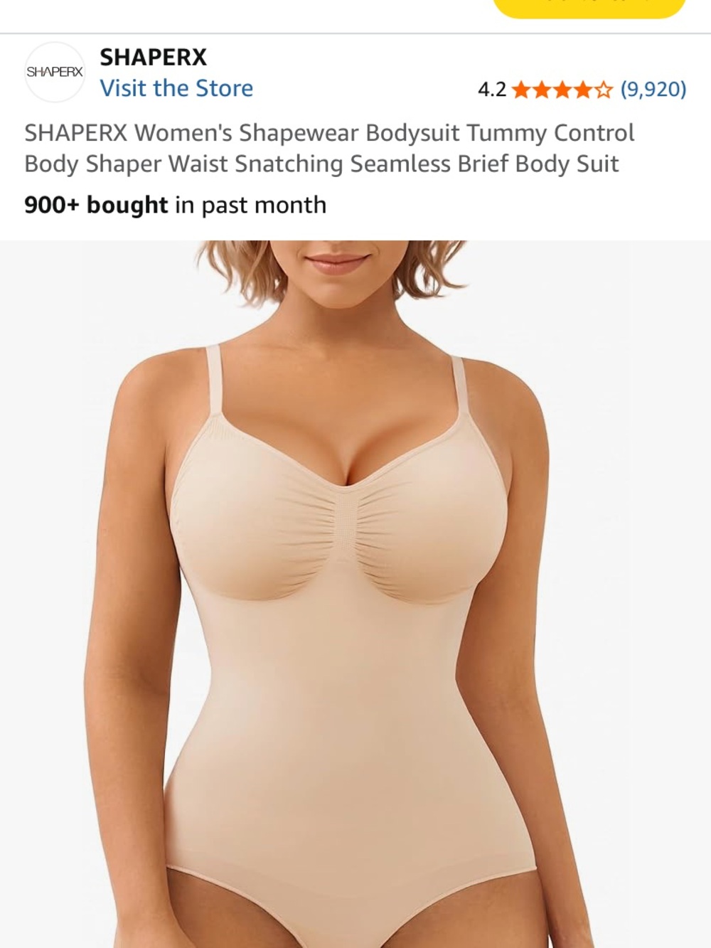SHAPERX Nude Seamless Tummy Control Shapewear Bodysuit